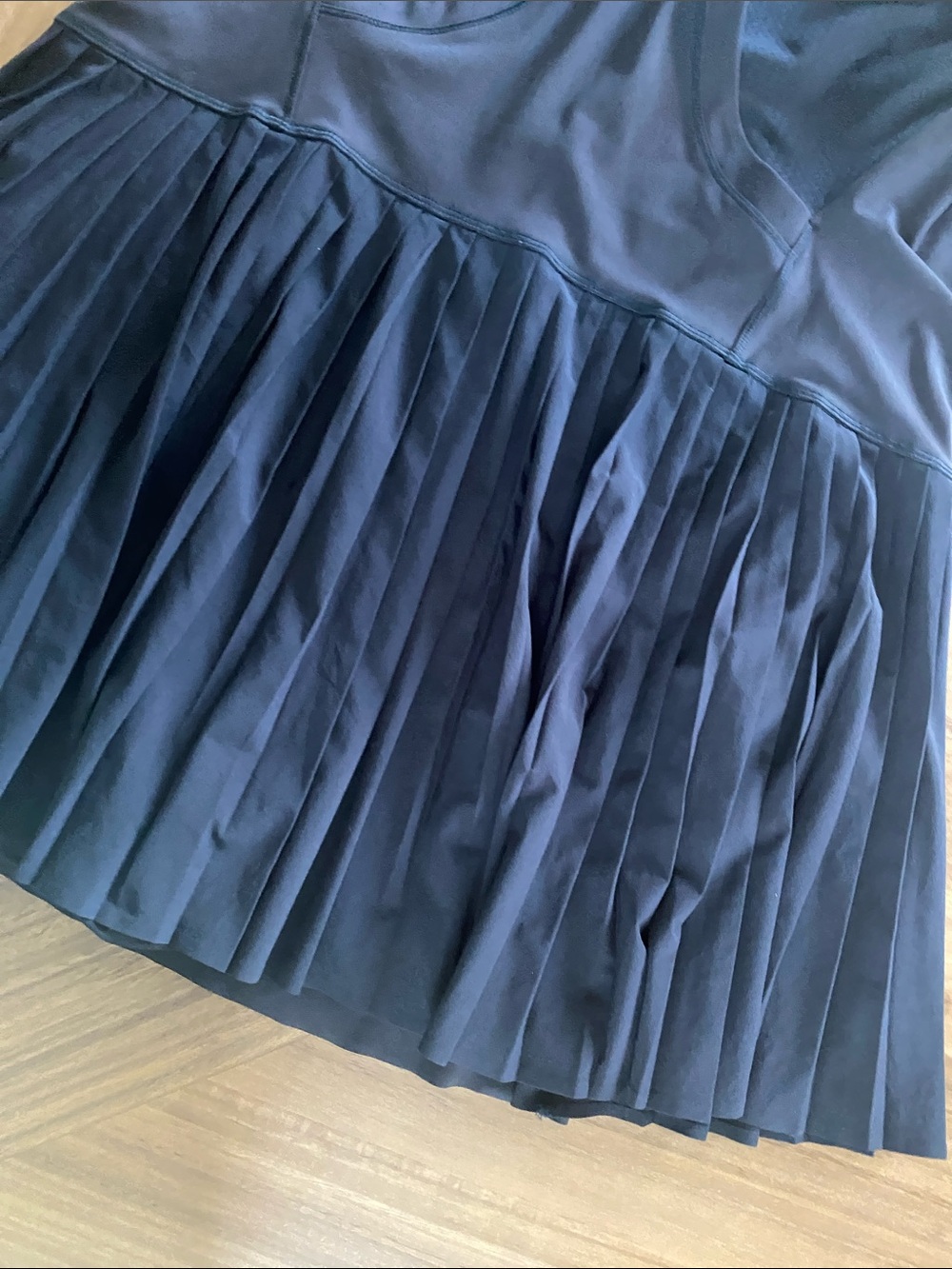 Athleta Black Sleeveless Pleated-Panel Mini tennis Dress - Picture 9 of 10